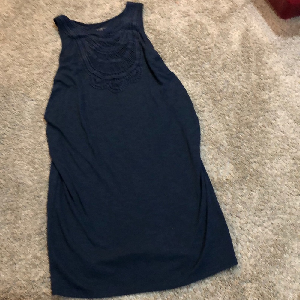 Navy blue sleeveless maternity dress